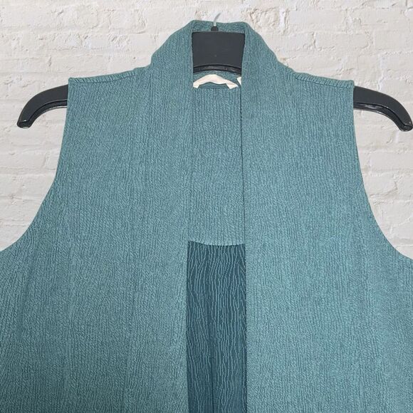 Soft Surroundings Manas Open Front‎ Vest Teal Blue Shawl Collar Lagenlook Size M - Picture 4 of 12
